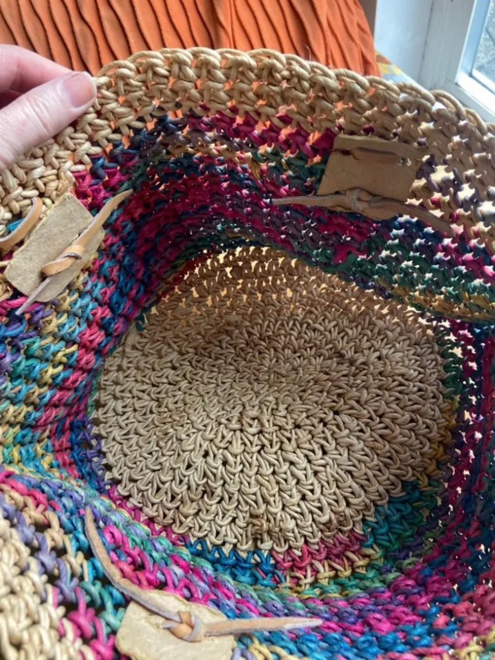 Vintage Woven handbag/purse with leather straps